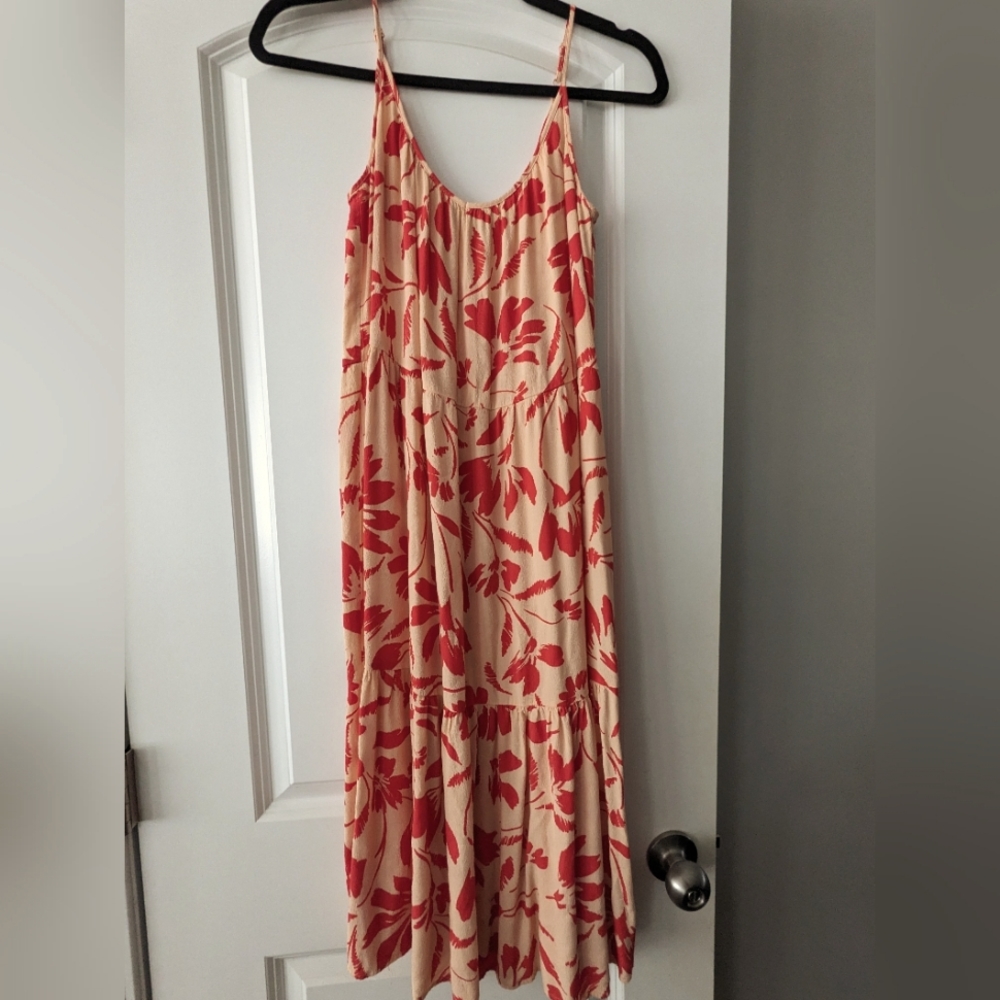 Loft red & tan Maxi summer dress.
